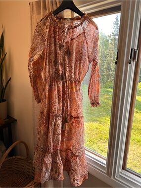 Dress Forum Pink-Peach Paisley Midi Dress